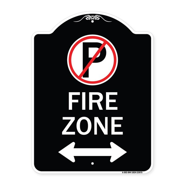 Fire Zone Heavy-Gauge Aluminum Architectural Sign, 24" x 18", BW-1824-23975